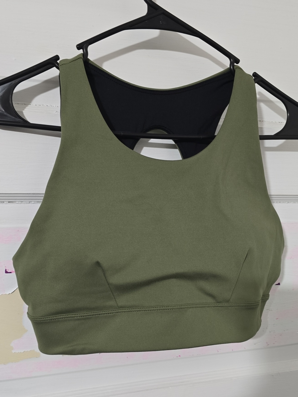 Zella Olive Green High-Neck Performance Sports Bra